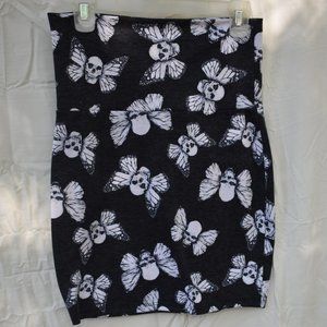 Black pencil skirt with skull butterflies